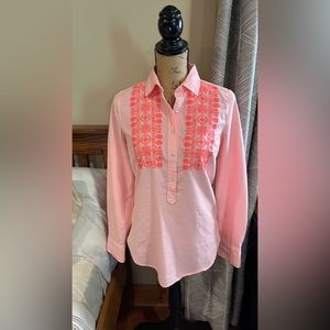 J Crew Pink and Cream Rodeo Shirt - Size 2